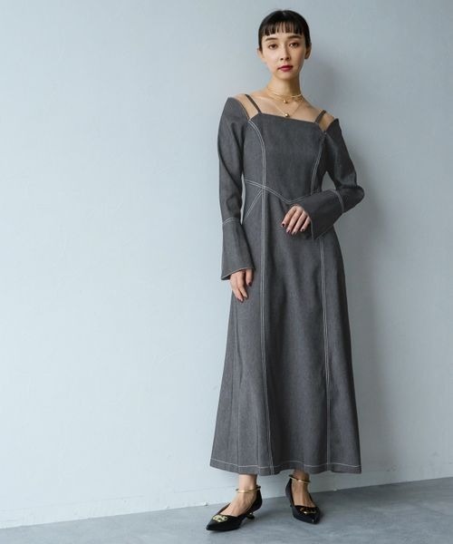 HARE（ハレ）の「カタアキデニムワンピース(HARE)（ワンピース