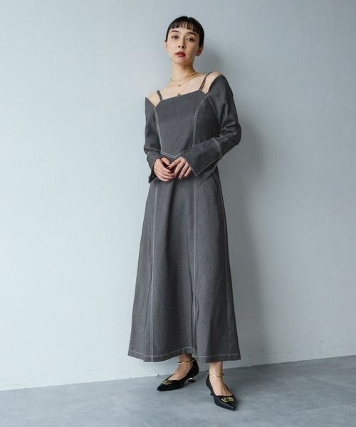 HARE（ハレ）の「カタアキデニムワンピース(HARE)（ワンピース