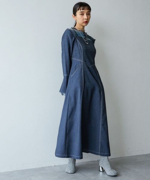 HARE（ハレ）の「カタアキデニムワンピース(HARE)（ワンピース
