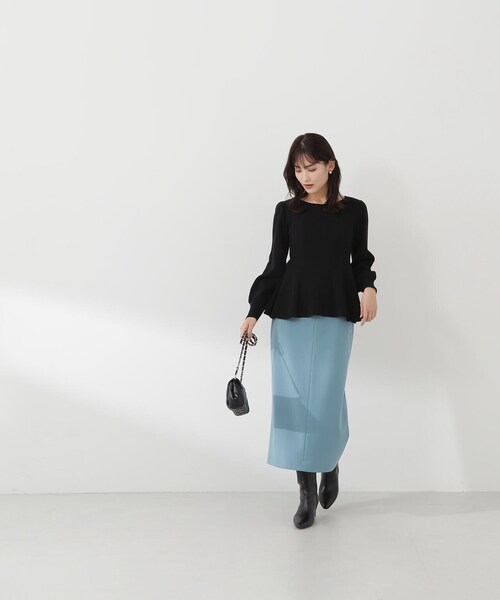 NATURAL BEAUTY BASIC（ナチュラルビューティーベーシック）の「◇ペプラムケーブルニット（ニット/セーター・レディース・オフホワイト/ブラック/ピンク/ラベンダー・FREE）」の11枚目の写真