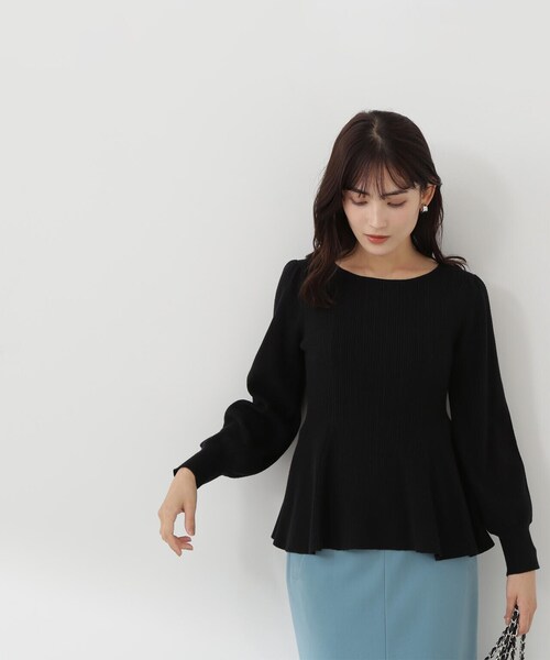 NATURAL BEAUTY BASIC（ナチュラルビューティーベーシック）の「◇ペプラムケーブルニット（ニット/セーター・レディース・オフホワイト/ブラック/ピンク/ラベンダー・FREE）」の12枚目の写真