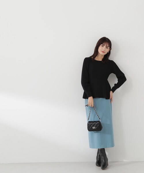 NATURAL BEAUTY BASIC（ナチュラルビューティーベーシック）の「◇ペプラムケーブルニット（ニット/セーター・レディース・オフホワイト/ブラック/ピンク/ラベンダー・FREE）」の13枚目の写真