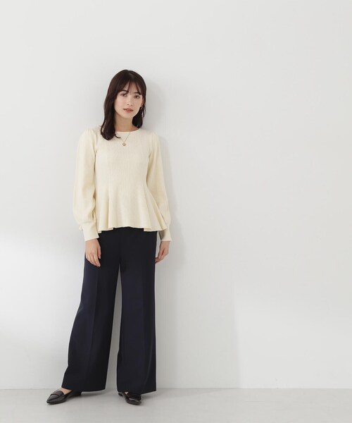 NATURAL BEAUTY BASIC（ナチュラルビューティーベーシック）の「◇ペプラムケーブルニット（ニット/セーター・レディース・オフホワイト/ブラック/ピンク/ラベンダー・FREE）」の18枚目の写真