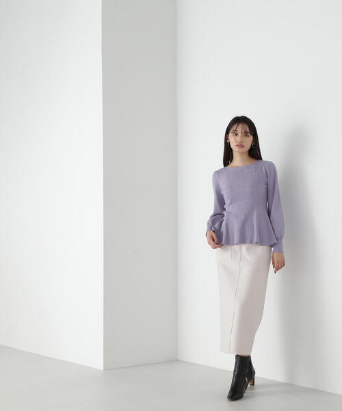 NATURAL BEAUTY BASIC（ナチュラルビューティーベーシック）の「◇ペプラムケーブルニット（ニット/セーター・レディース・オフホワイト/ブラック/ピンク/ラベンダー・FREE）」の8枚目の写真