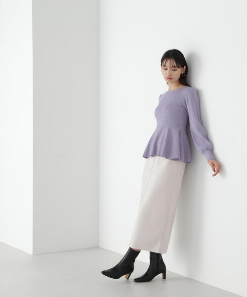 NATURAL BEAUTY BASIC（ナチュラルビューティーベーシック）の「◇ペプラムケーブルニット（ニット/セーター・レディース・オフホワイト/ブラック/ピンク/ラベンダー・FREE）」の10枚目の写真