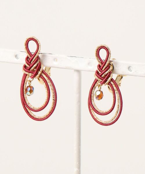 カヤ（カヤ）の「【カヤ】みょうが結びイヤリング（イヤリング・レディース・スミクロ/ブラウン/ホワイト・FREE）」の3枚目の写真