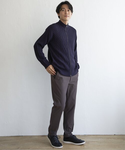 ikka ニットセーター XL ネイビーとグレーメンズ　42 ikka（イッカ）の「洗える／抗菌防臭抗菌畦クル－ネックニット