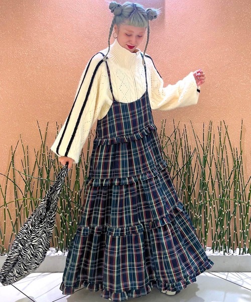 Alley by w closet（アリーバイダブルクローゼット）の「【Alley】ライン入り透かしケーブルZIPカーディガン（カーディガン/ボレロ・レディース・キナリ/サックスブルー/グレー・FREE）」の7枚目の写真