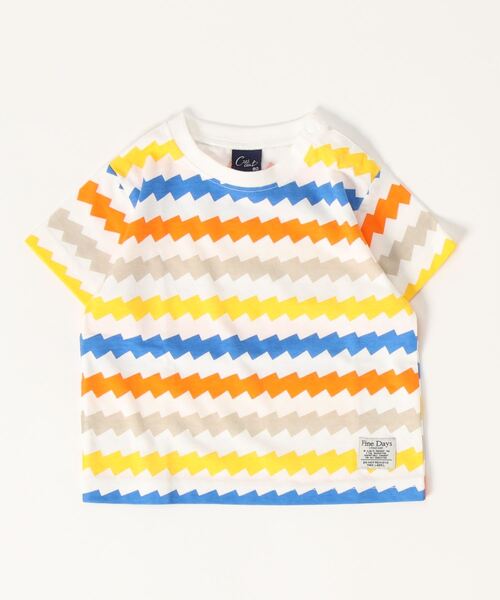 Crescent(クレッセント)の「ジグザグボーダー半袖Tシャツ(Tシャツ/カットソー・キッズ・グリーン/オレンジ・90/80/130/110/95/100/120)」の2枚目の写真