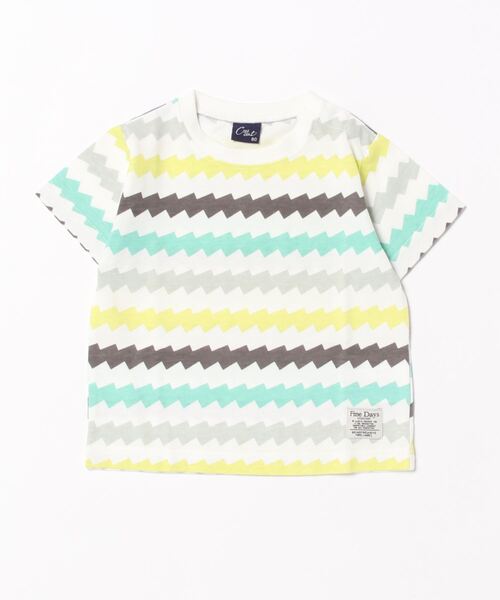 Crescent(クレッセント)の「ジグザグボーダー半袖Tシャツ(Tシャツ/カットソー・キッズ・グリーン/オレンジ・90/80/130/110/95/100/120)」の1枚目の写真