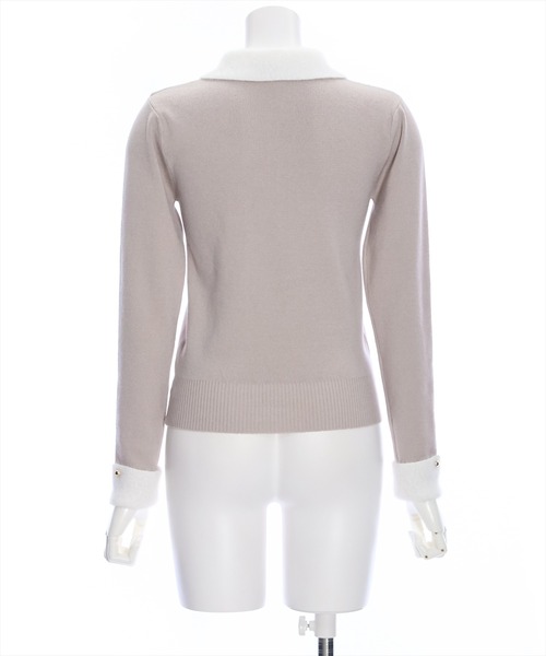 clear（クリア）の「【WEB限定】フェザー配色襟付ニット[大人 可愛い フェミニン 着回し抜群]≪再入荷≫（ニット/セーター・レディース・アイボリー/グレイッシュベージュ/ブラック/ミント・F）」の5枚目の写真