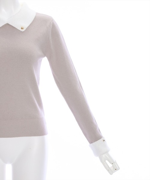 clear（クリア）の「【WEB限定】フェザー配色襟付ニット[大人 可愛い フェミニン 着回し抜群]≪再入荷≫（ニット/セーター・レディース・アイボリー/グレイッシュベージュ/ブラック/ミント・F）」の10枚目の写真