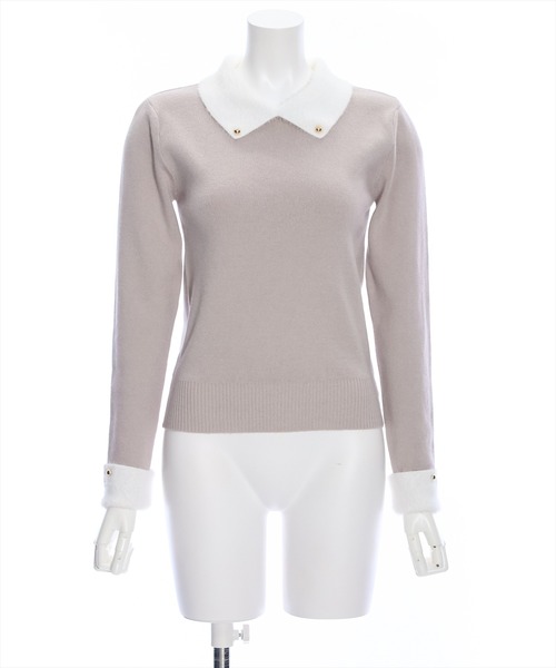 clear（クリア）の「【WEB限定】フェザー配色襟付ニット[大人 可愛い フェミニン 着回し抜群]≪再入荷≫（ニット/セーター・レディース・アイボリー/グレイッシュベージュ/ブラック/ミント・F）」の15枚目の写真