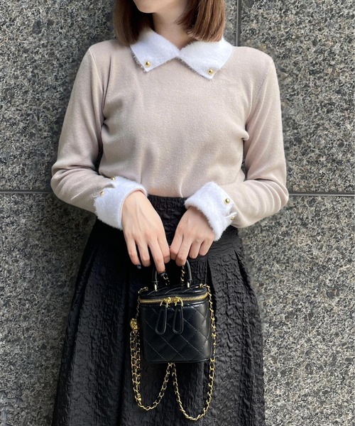 clear（クリア）の「【WEB限定】フェザー配色襟付ニット[大人 可愛い フェミニン 着回し抜群]≪再入荷≫（ニット/セーター・レディース・アイボリー/グレイッシュベージュ/ブラック/ミント・F）」の18枚目の写真