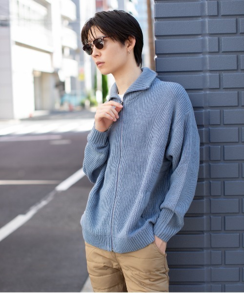 En serio TOKYO（エンソリオトーキョー）の「片畦編み　ドライバーズニット（ニット/セーター・メンズ・ベージュ/ブラック/オリーブ/サックスブルー・M/L）」の11枚目の写真