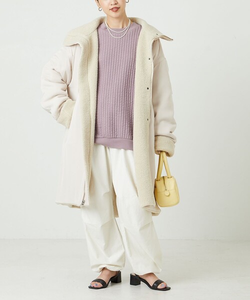 FREAK'S STORE(フリークスストア)の「限定展開 田辺あゆみ×FREAK'S STORE/田辺あゆみ リバーシブルボアコート(ボア/M65/2WAY)(その他アウター・レディース・オフホワイト/グリーン/ブラック・フリ-)」の8枚目の写真