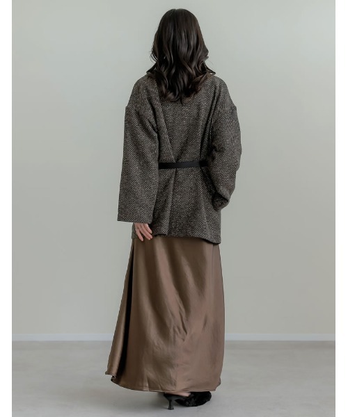 Re:EDIT(リエディ)の「ヘリンボーンダブルジャケットコート(チェスターコート・レディース・グレー/ブラック/ブラウン・LARGE/MEDIUM)」の19枚目の写真