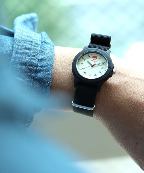 beamsブラック ナイロンストラップ 和テイスト時計 beamsブラック ナイロンストラップ 和テイスト時計