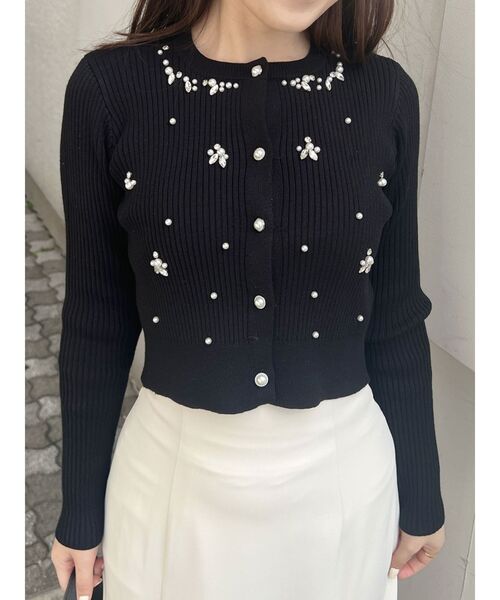 MERCURYDUO（マーキュリーデュオ）の「ビジューニットカーディガン（カーディガン/ボレロ・レディース・オフホワイト/ブルー/ブラック・FREE）」の3枚目の写真