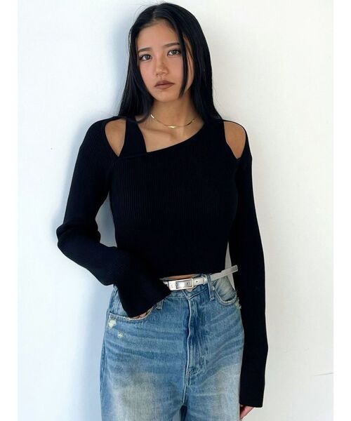 EMODA(エモダ)の「レイヤードストラップスキンニット(ニット/セーター・レディース・ホワイト/ブラック/グレー/ライム・FREE)」の19枚目の写真