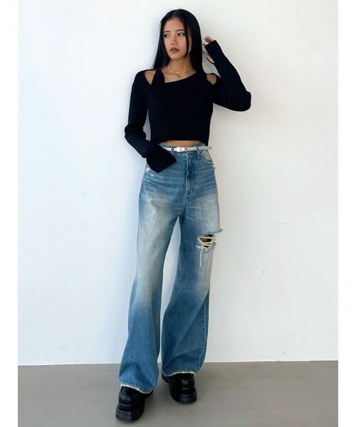 EMODA(エモダ)の「レイヤードストラップスキンニット(ニット/セーター・レディース・ホワイト/ブラック/グレー/ライム・FREE)」の16枚目の写真