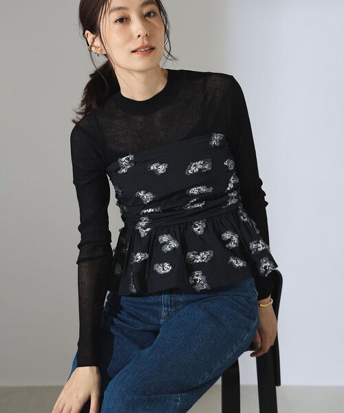 BAUM UND PFERDGARTEN(バウムウンドヘルガーデン)の「BAUM UND PFERDGARTEN / MARIE フラワー ジャカード トップス(チューブトップ・レディース・ホワイト/ブラック・34/36)」の9枚目の写真