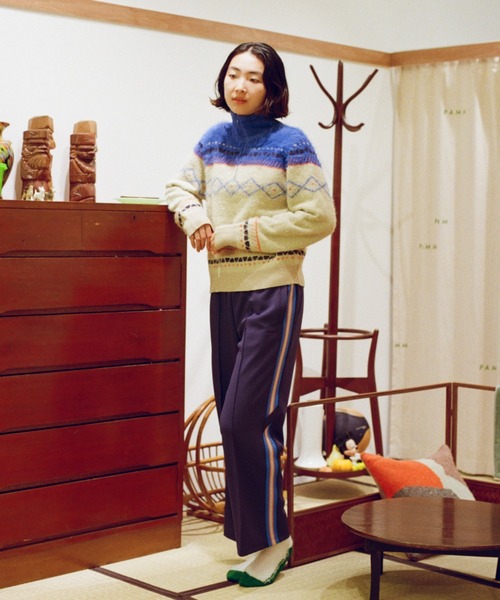 PAMM（パム）の「ホームウェアのトラックパンツ（その他パンツ・レディース・ブルー/ベージュ/ワイン・1/2）」の3枚目の写真