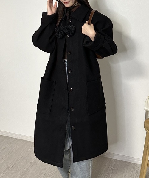 Silly(シリー)の「【Silly限定アイテム】ユニセックス オーバーサイズステンカラーコート(ステンカラーコート・レディース・ブラウン/ブラック・LARGE/X-LARGE)」の6枚目の写真