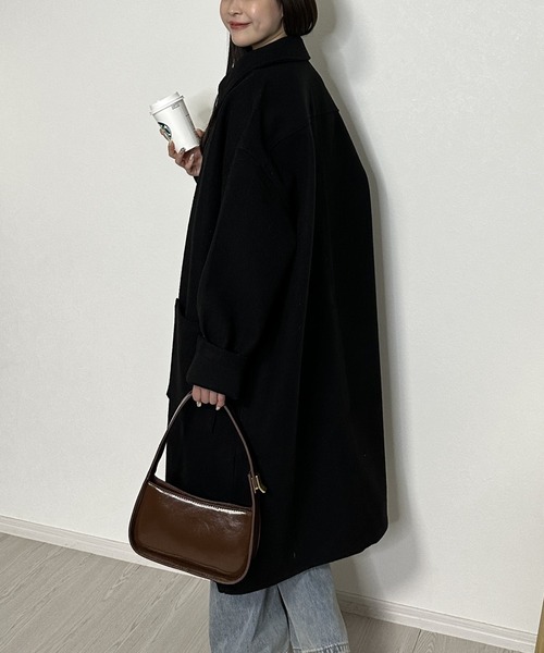 Silly(シリー)の「【Silly限定アイテム】ユニセックス オーバーサイズステンカラーコート(ステンカラーコート・レディース・ブラウン/ブラック・LARGE/X-LARGE)」の8枚目の写真