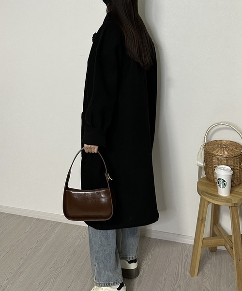 Silly(シリー)の「【Silly限定アイテム】ユニセックス オーバーサイズステンカラーコート(ステンカラーコート・レディース・ブラウン/ブラック・LARGE/X-LARGE)」の10枚目の写真
