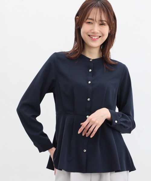 Honeys(ハニーズ)の「ウエストタックブラウス(シャツ/ブラウス・レディース・ブルー系その他/ネイビー/ホワイト/グレイッシュベージュ/ピンク系その他・M/S/3L/LL/L)」の9枚目の写真