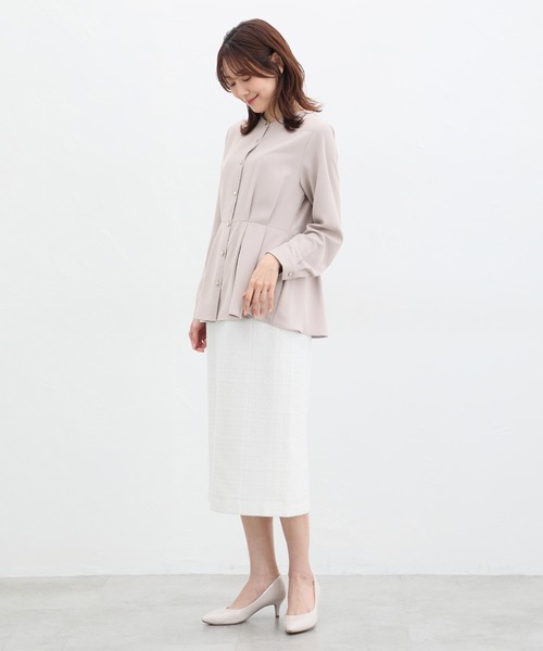 Honeys(ハニーズ)の「ウエストタックブラウス(シャツ/ブラウス・レディース・ブルー系その他/ネイビー/ホワイト/グレイッシュベージュ/ピンク系その他・M/S/3L/LL/L)」の10枚目の写真