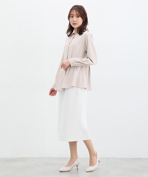 Honeys(ハニーズ)の「ウエストタックブラウス(シャツ/ブラウス・レディース・ブルー系その他/ネイビー/ホワイト/グレイッシュベージュ/ピンク系その他・M/S/3L/LL/L)」の16枚目の写真