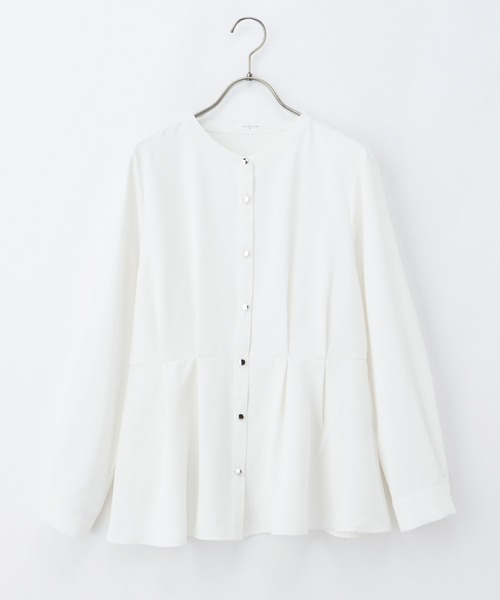 Honeys(ハニーズ)の「ウエストタックブラウス(シャツ/ブラウス・レディース・ブルー系その他/ネイビー/ホワイト/グレイッシュベージュ/ピンク系その他・M/S/3L/LL/L)」の18枚目の写真