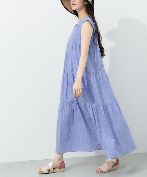 BEAMS HEART(ビームスハート)の「BEAMS HEART / ギャザー ティアード ワンピース(ワンピース・レディース・パープル/ネイビー/ホワイト系その他5・FREE)」の8枚目の写真