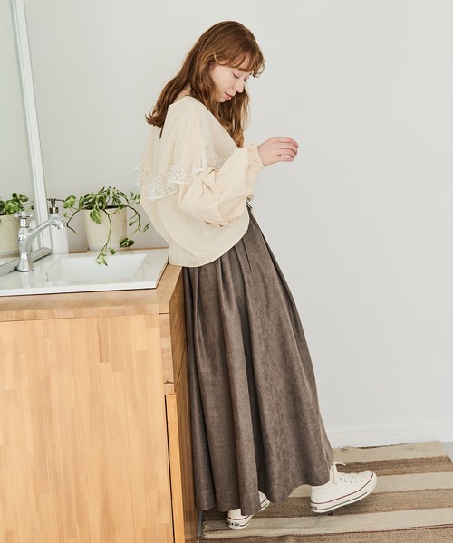 Crisp(クリスプ)の「サークルフリルレースブラウス(シャツ/ブラウス・レディース・ブルー/アイボリー・FREE)」の6枚目の写真