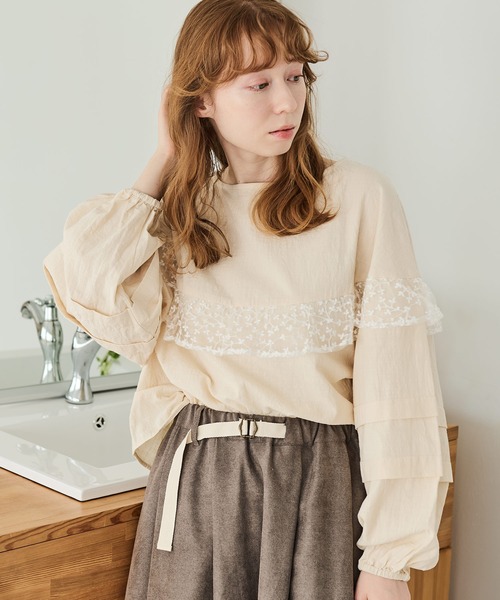 Crisp(クリスプ)の「サークルフリルレースブラウス(シャツ/ブラウス・レディース・ブルー/アイボリー・FREE)」の10枚目の写真