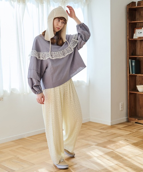 Crisp(クリスプ)の「サークルフリルレースブラウス(シャツ/ブラウス・レディース・ブルー/アイボリー・FREE)」の18枚目の写真