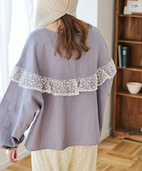 Crisp(クリスプ)の「サークルフリルレースブラウス(シャツ/ブラウス・レディース・ブルー/アイボリー・FREE)」の19枚目の写真