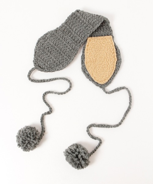 ALWAYS GOOD TIME（オルウェイズグッドタイム）の「ニット網み耳当て／イヤーマフ  ポンポン紐付き（イヤーマフ・レディース・ブラック/ベージュ/ダークオレンジ/グレー/レッド/アイボリー・FREE）」の4枚目の写真