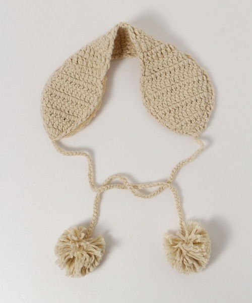 ALWAYS GOOD TIME（オルウェイズグッドタイム）の「ニット網み耳当て／イヤーマフ  ポンポン紐付き（イヤーマフ・レディース・ブラック/ベージュ/ダークオレンジ/グレー/レッド/アイボリー・FREE）」の9枚目の写真