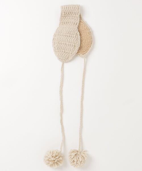 ALWAYS GOOD TIME（オルウェイズグッドタイム）の「ニット網み耳当て／イヤーマフ  ポンポン紐付き（イヤーマフ・レディース・ブラック/ベージュ/ダークオレンジ/グレー/レッド/アイボリー・FREE）」の8枚目の写真