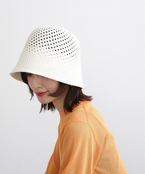 N.（N. Natural Beauty Basic）（エヌエヌナチュラルビューティーベーシック）の「◆透かし編みバケットハット（ハット・レディース・アイボリー/ブラック・ﾌﾘ-）」の5枚目の写真