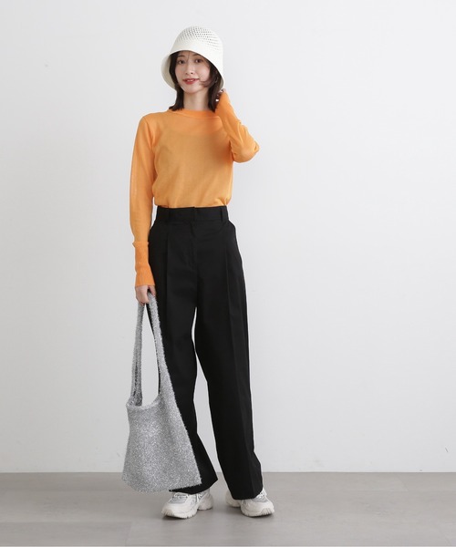 N.（N. Natural Beauty Basic）（エヌエヌナチュラルビューティーベーシック）の「◆透かし編みバケットハット（ハット・レディース・アイボリー/ブラック・ﾌﾘ-）」の6枚目の写真