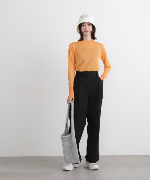 N.（N. Natural Beauty Basic）（エヌエヌナチュラルビューティーベーシック）の「◆透かし編みバケットハット（ハット・レディース・アイボリー/ブラック・ﾌﾘ-）」の7枚目の写真