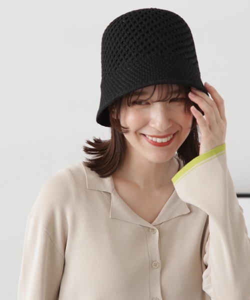 N.（N. Natural Beauty Basic）（エヌエヌナチュラルビューティーベーシック）の「◆透かし編みバケットハット（ハット・レディース・アイボリー/ブラック・ﾌﾘ-）」の8枚目の写真