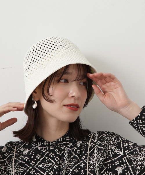 N.（N. Natural Beauty Basic）（エヌエヌナチュラルビューティーベーシック）の「◆透かし編みバケットハット（ハット・レディース・アイボリー/ブラック・ﾌﾘ-）」の13枚目の写真