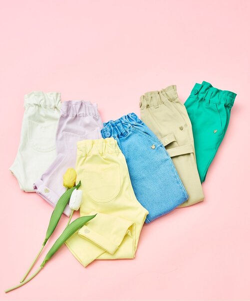 apres les cours（アプレレクール）の「チューリップポケットきゅんパンツ（その他パンツ・キッズ・アイボリー/ベージュ/インディゴブルー/ピンク/イエロー/グリーン・120/110/80/100/140/130/90）」の12枚目の写真