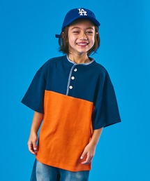 PAIRMANON STREET | 【PAIRMANON STREET】半袖 ヘンリーネック ワッフル 配色 切替 Tシャツ(Tシャツ/カットソー)