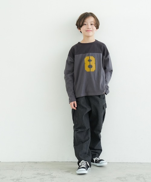 coca(coca)(コカ)の「キッズ 切替ナンバリングコットンロンT(Tシャツ/カットソー・キッズ・ライトグレー/チャコール・110/140/130/120)」の11枚目の写真